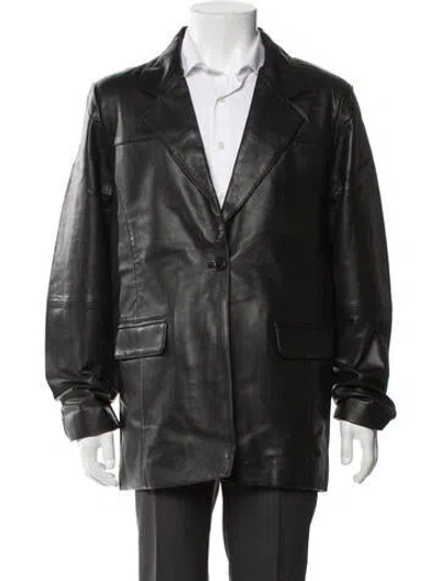 Pre-owned Deadwood Lambskin Moto Jacket W/ Tags In Black