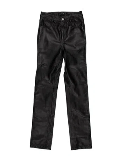 Pre-owned Deadwood Lambskin Straight Leg Pants In Black