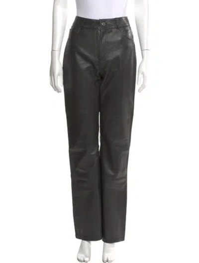 Pre-owned Deadwood Lambskin Wide Leg Pants In Black