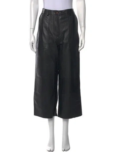 Pre-owned Deadwood Lambskin Wide Leg Pants In Black