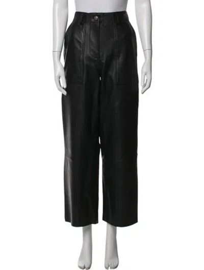 Pre-owned Deadwood Lambskin Wide Leg Pants In Black