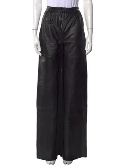 Pre-owned Deadwood Lambskin Wide Leg Pants In Black