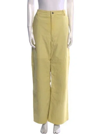 Pre-owned Deadwood Lambskin Wide Leg Pants In Green
