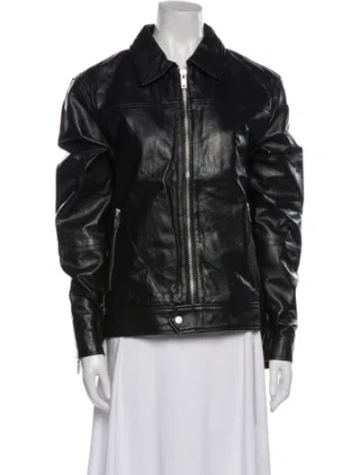 Pre-owned Deadwood Leather Biker Jacket In Black