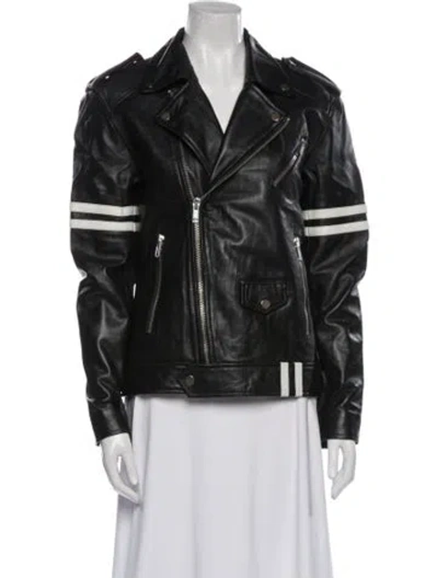 Pre-owned Deadwood Leather Biker Jacket In Black