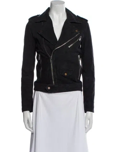 Pre-owned Deadwood Leather Biker Jacket In Black