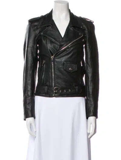 Pre-owned Deadwood Leather Biker Jacket In Black