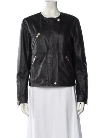 Pre-owned Deadwood Leather Biker Jacket In Black