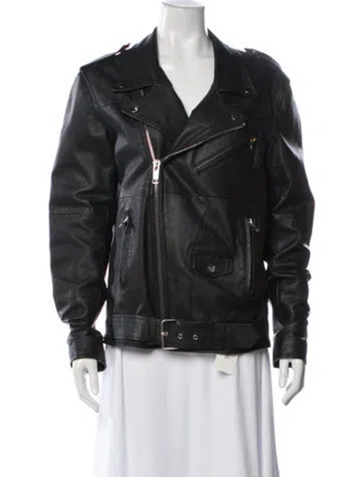 Pre-owned Deadwood Leather Biker Jacket In Black