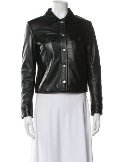 Pre-owned Deadwood Leather Biker Jacket In Black