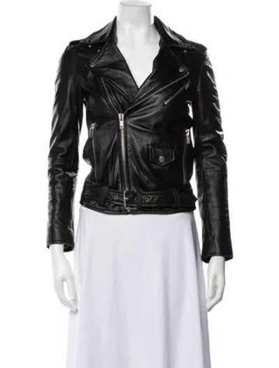 Pre-owned Deadwood Leather Biker Jacket In Black