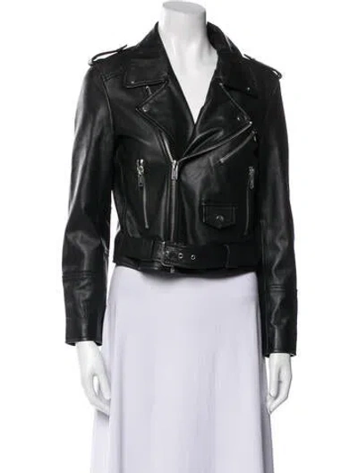 Pre-owned Deadwood Leather Biker Jacket In Green