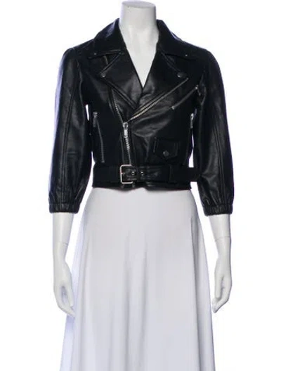 Pre-owned Deadwood Leather Biker Jacket W/ Tags In Black