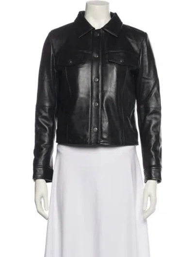 Pre-owned Deadwood Leather Biker Jacket W/ Tags In Black