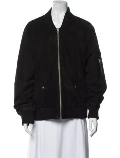 Pre-owned Deadwood Leather Bomber Jacket In Black