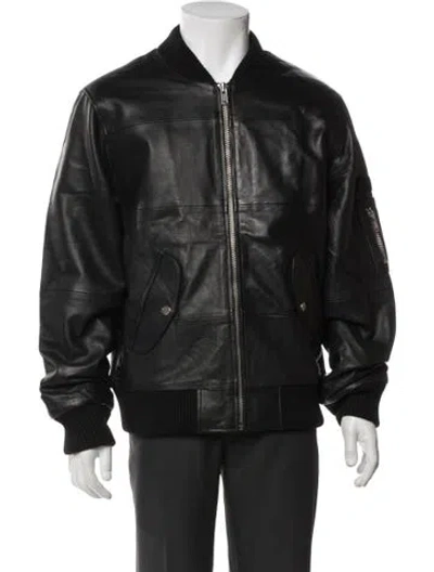 Pre-owned Deadwood Leather Bomber Jacket In Black