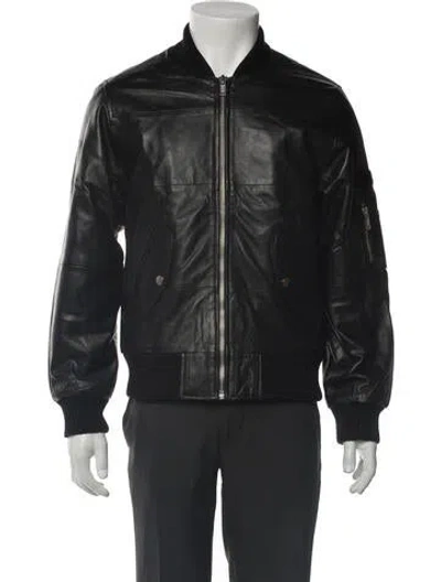Pre-owned Deadwood Leather Bomber Jacket In Gray