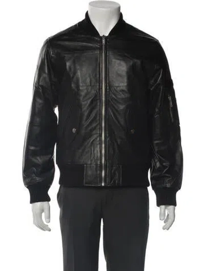 Pre-owned Deadwood Leather Bomber Jacket In Gray