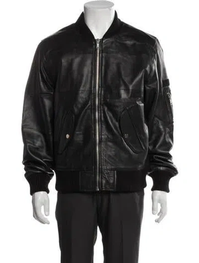 Pre-owned Deadwood Leather Bomber Jacket W/ Tags In Black
