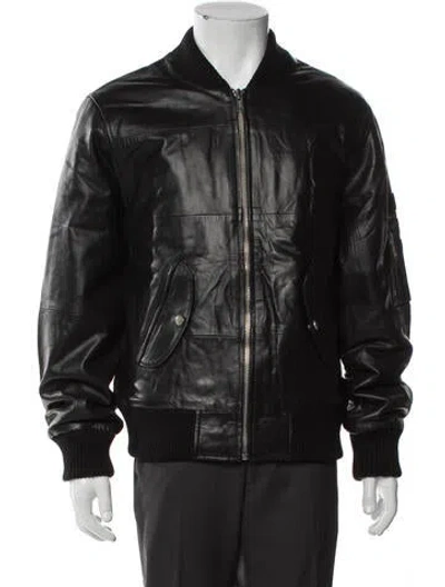 Pre-owned Deadwood Leather Bomber Jacket W/ Tags In Black