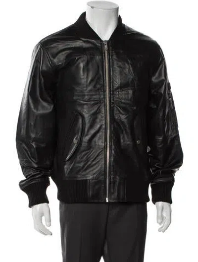 Pre-owned Deadwood Leather Bomber Jacket W/ Tags In Black