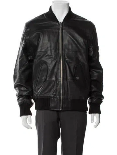 Pre-owned Deadwood Leather Bomber Jacket W/ Tags In Blue