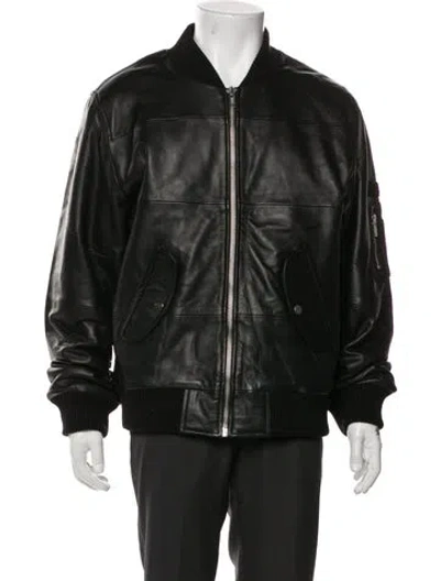 Pre-owned Deadwood Leather Bomber Jacket W/ Tags In Green