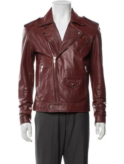Pre-owned Deadwood Leather Moto Jacket In Red