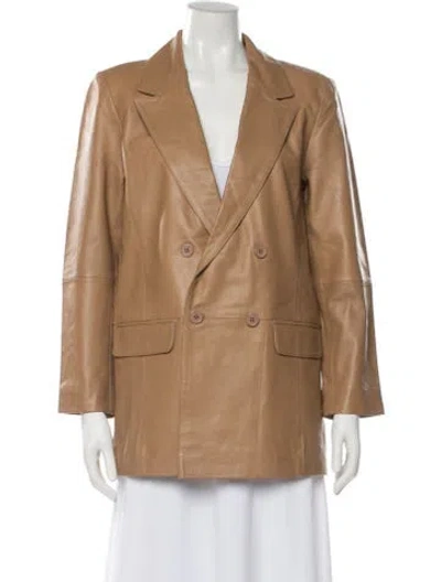 Pre-owned Deadwood Leather Peacoat W/ Tags In Brown