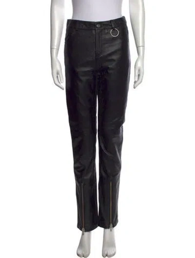 Pre-owned Deadwood Leather Straight Leg Pants In Black