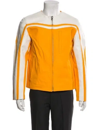 Pre-owned Deadwood Leather Striped Windbreaker W/ Tags In Yellow