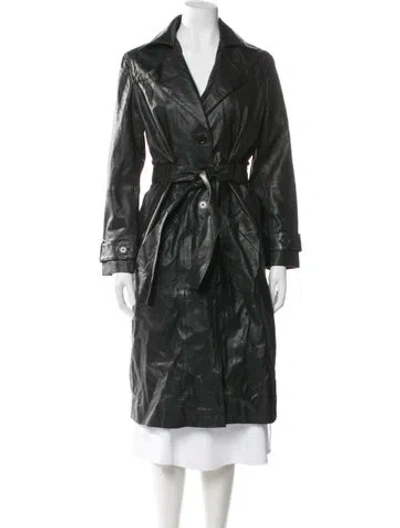 Pre-owned Deadwood Leather Trench Coat In Brown