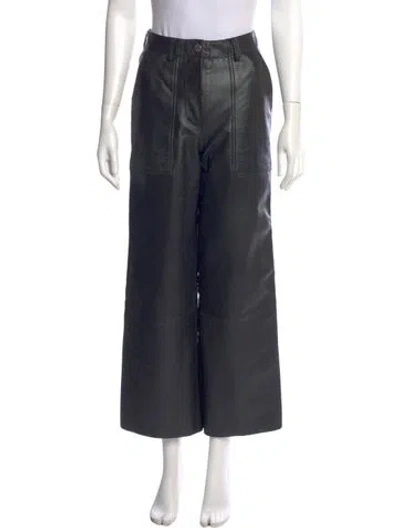 Pre-owned Deadwood Leather Wide Leg Pants In Black