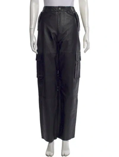 Pre-owned Deadwood Leather Wide Leg Pants In Black