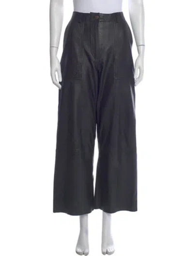Pre-owned Deadwood Leather Wide Leg Pants In Gray