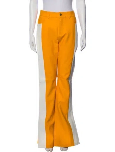 Pre-owned Deadwood Vegan Leather Wide Leg Pants In Orange