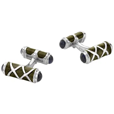 Pre-owned Deakin & Francis Bar Blue Sapphire Sterling Silver Cufflinks