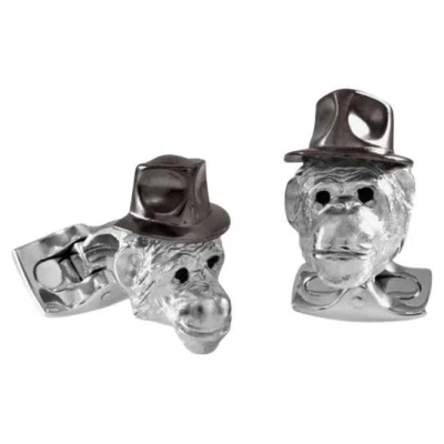 Pre-owned Deakin & Francis Contemporary Black Rhodium Chimpanzee Cufflinks, Uk