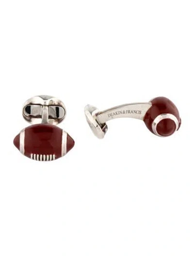 Pre-owned Deakin & Francis Enamel American Football Cufflinks In Brown/silver