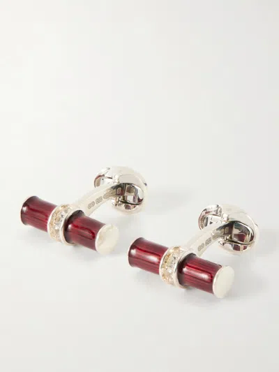Deakin & Francis Enamel And Sterling Silver Cufflinks In Red