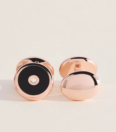 Deakin & Francis Rose Gold-plated, Diamond And Onyx Cufflinks In Multi
