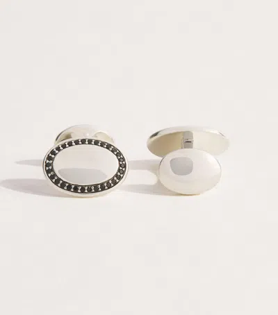 Deakin & Francis Sterling Silver And Black Spinel Oval Cufflinks
