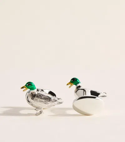 Deakin & Francis Sterling Silver And Enamel Duck Cufflinks