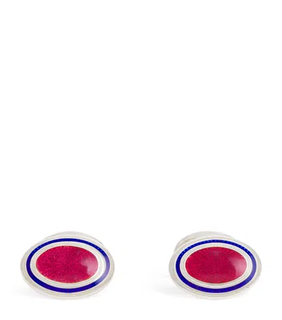 Deakin & Francis Sterling Silver And Enamel Oval Cufflinks In Multi