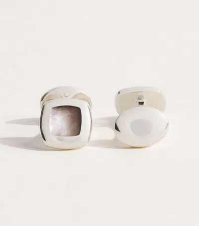 Deakin & Francis Sterling Silver And Mother Of Pearl Cushion Cufflinks