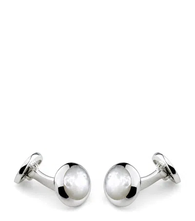 Deakin & Francis Sterling Silver And Mother-of-pearl Oval Cufflinks