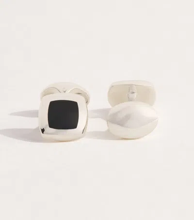 Deakin & Francis Sterling Silver And Onyx Square Cufflinks