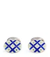 Deakin & Francis Sterling Silver Fancy Pattern Cufflinks In Blue