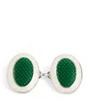 Deakin & Francis Sterling Silver Oval Chain Cufflinks In Green