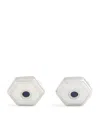 Deakin & Francis Sterling Silver, Sapphire And Mother-of-pearl Cufflinks In Silver